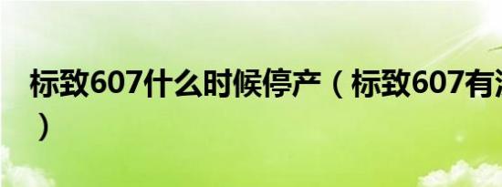 标致607什么时候停产（标致607有没有停产）