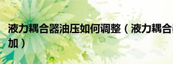 液力耦合器油压如何调整（液力耦合器油怎么加）