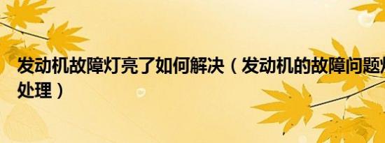 发动机故障灯亮了如何解决（发动机的故障问题灯亮了怎么处理）