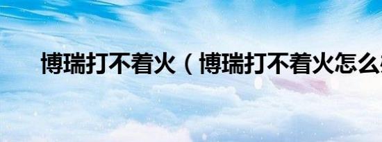 博瑞打不着火（博瑞打不着火怎么办）
