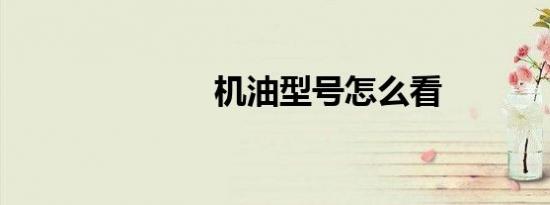 机油型号怎么看