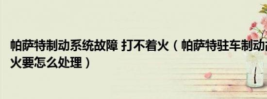 帕萨特制动系统故障 打不着火（帕萨特驻车制动故障打不着火要怎么处理）