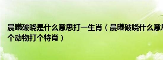 晨曦破晓是什么意思打一生肖（晨曦破晓什么意思解释指哪个动物打个特肖）