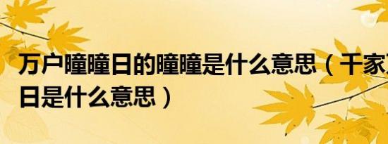 万户曈曈日的曈曈是什么意思（千家万户瞳瞳日是什么意思）