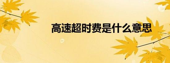 高速超时费是什么意思