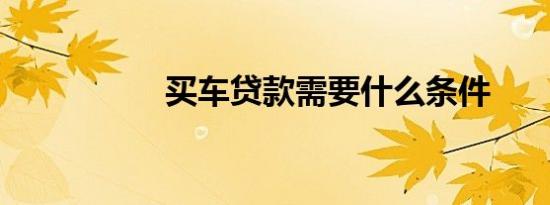 买车贷款需要什么条件
