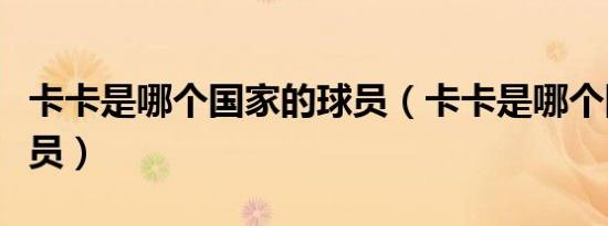 卡卡是哪个国家的球员（卡卡是哪个国家的球员）