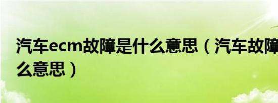 汽车ecm故障是什么意思（汽车故障ecs是什么意思）