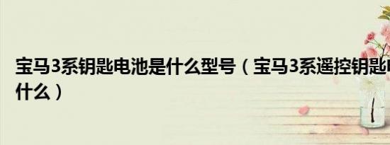 宝马3系钥匙电池是什么型号（宝马3系遥控钥匙电池型号是什么）