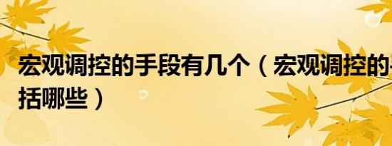 宏观调控的手段有几个（宏观调控的手段都包括哪些）