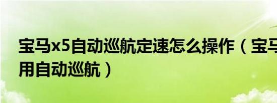 宝马x5自动巡航定速怎么操作（宝马x5怎么用自动巡航）