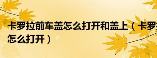 卡罗拉前车盖怎么打开和盖上（卡罗拉前车盖怎么打开）