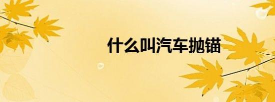什么叫汽车抛锚