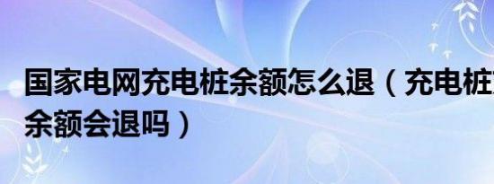 国家电网充电桩余额怎么退（充电桩充满电后余额会退吗）