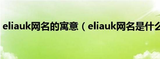 eliauk网名的寓意（eliauk网名是什么意思）