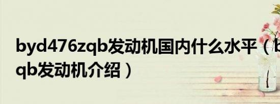 byd476zqb发动机国内什么水平（byd476zqb发动机介绍）