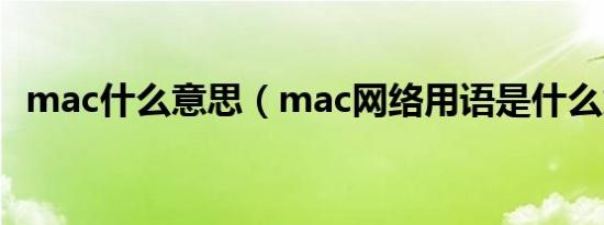 mac什么意思（mac网络用语是什么意思）