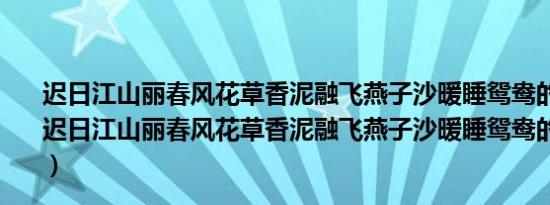 迟日江山丽春风花草香泥融飞燕子沙暖睡鸳鸯的作者是谁（迟日江山丽春风花草香泥融飞燕子沙暖睡鸳鸯的意思是什么）