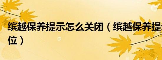 缤越保养提示怎么关闭（缤越保养提示怎么复位）