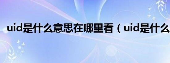 uid是什么意思在哪里看（uid是什么意思）