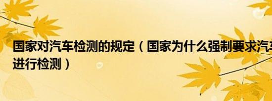 国家对汽车检测的规定（国家为什么强制要求汽车必须定期进行检测）