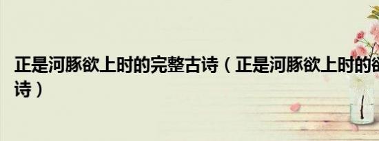 正是河豚欲上时的完整古诗（正是河豚欲上时的欲是 完整古诗）