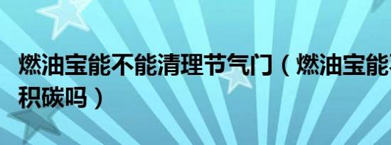 燃油宝能不能清理节气门（燃油宝能不能清理积碳吗）