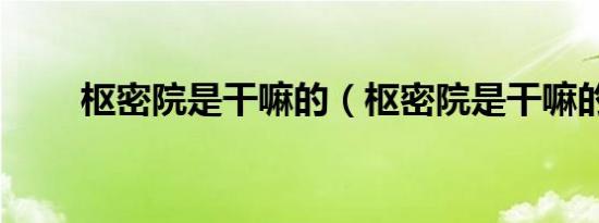 枢密院是干嘛的（枢密院是干嘛的）