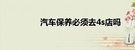 汽车保养必须去4s店吗