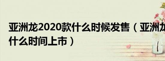 亚洲龙2020款什么时候发售（亚洲龙2020款什么时间上市）