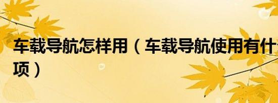 车载导航怎样用（车载导航使用有什么注意事项）