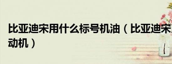 比亚迪宋用什么标号机油（比亚迪宋用什么发动机）