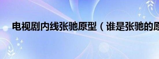 电视剧内线张驰原型（谁是张驰的原型）