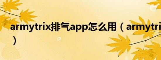 armytrix排气app怎么用（armytrix是什么）