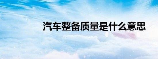 汽车整备质量是什么意思