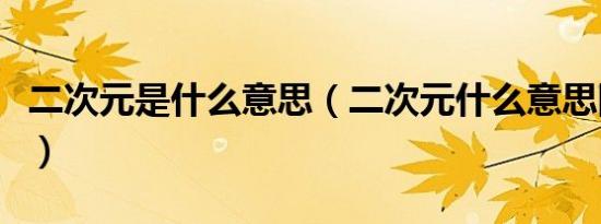 二次元是什么意思（二次元什么意思网络用语）