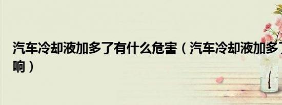 汽车冷却液加多了有什么危害（汽车冷却液加多了有什么影响）