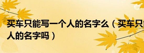 买车只能写一个人的名字么（买车只能写一个人的名字吗）