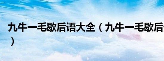 九牛一毛歇后语大全（九牛一毛歇后语下一句）