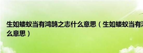 生如蝼蚁当有鸿鹄之志什么意思（生如蝼蚁当有鸿鹄之志什么意思）