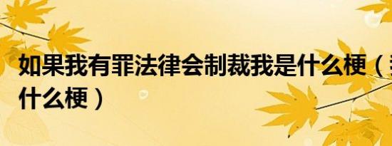 如果我有罪法律会制裁我是什么梗（我有罪是什么梗）