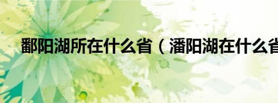 鄱阳湖所在什么省（潘阳湖在什么省市）