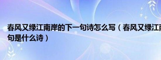 春风又绿江南岸的下一句诗怎么写（春风又绿江南岸的下一句是什么诗）