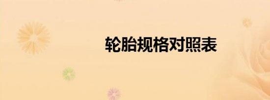 轮胎规格对照表