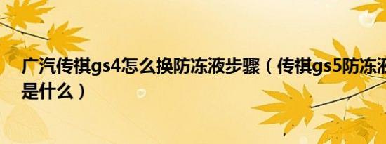 广汽传祺gs4怎么换防冻液步骤（传祺gs5防冻液更换方法是什么）