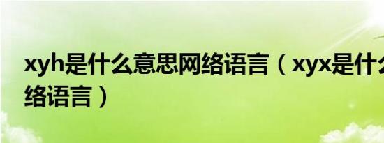 xyh是什么意思网络语言（xyx是什么意思网络语言）