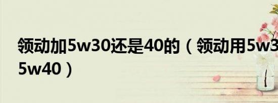 领动加5w30还是40的（领动用5w30还是用5w40）