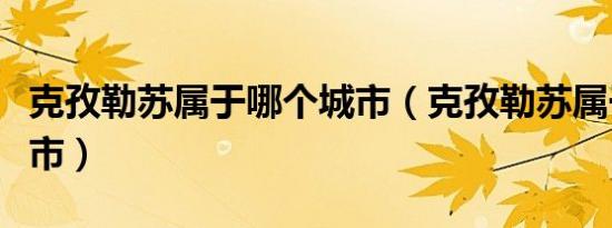 克孜勒苏属于哪个城市（克孜勒苏属于哪个城市）