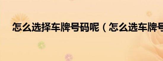 怎么选择车牌号码呢（怎么选车牌号码）