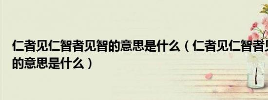 仁者见仁智者见智的意思是什么（仁者见仁智者见智这句话的意思是什么）